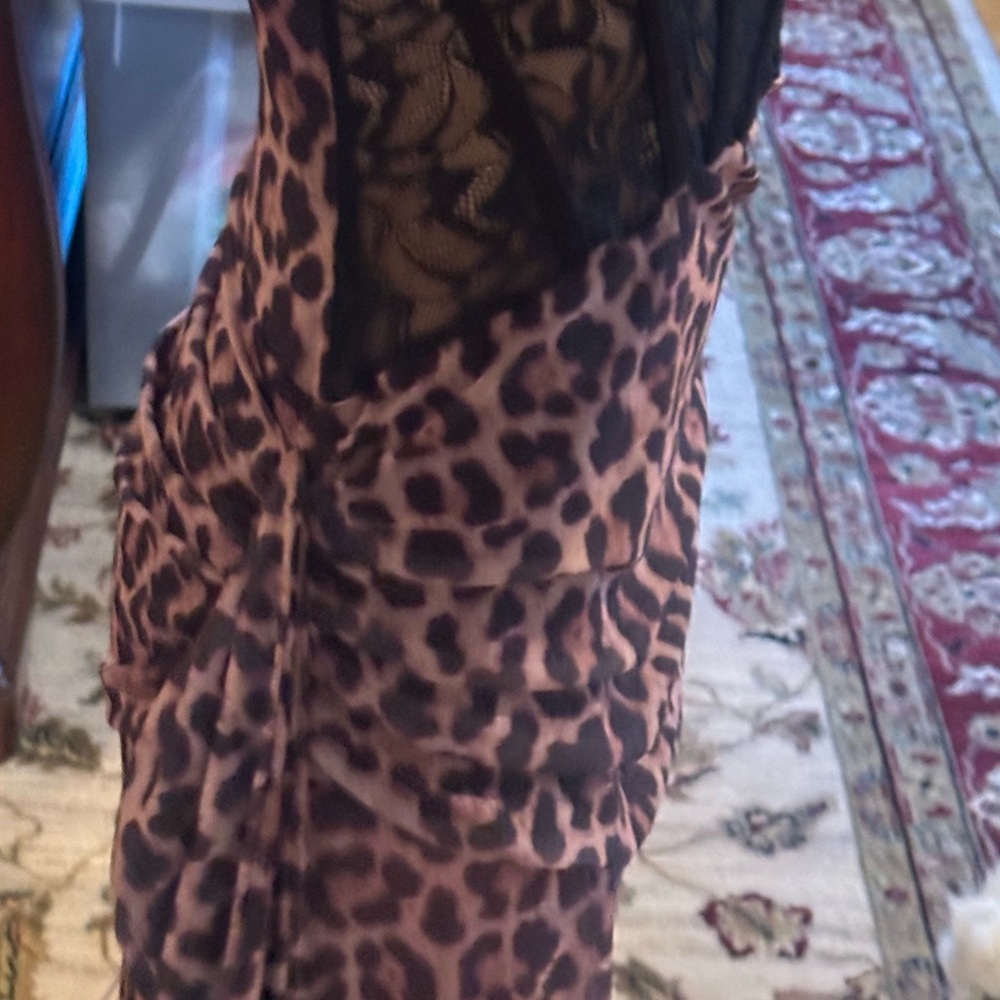 Dolls Kill Widow Unholy Sample Leopard Print Dress with Black Lace size Small - Picture 5 of 8